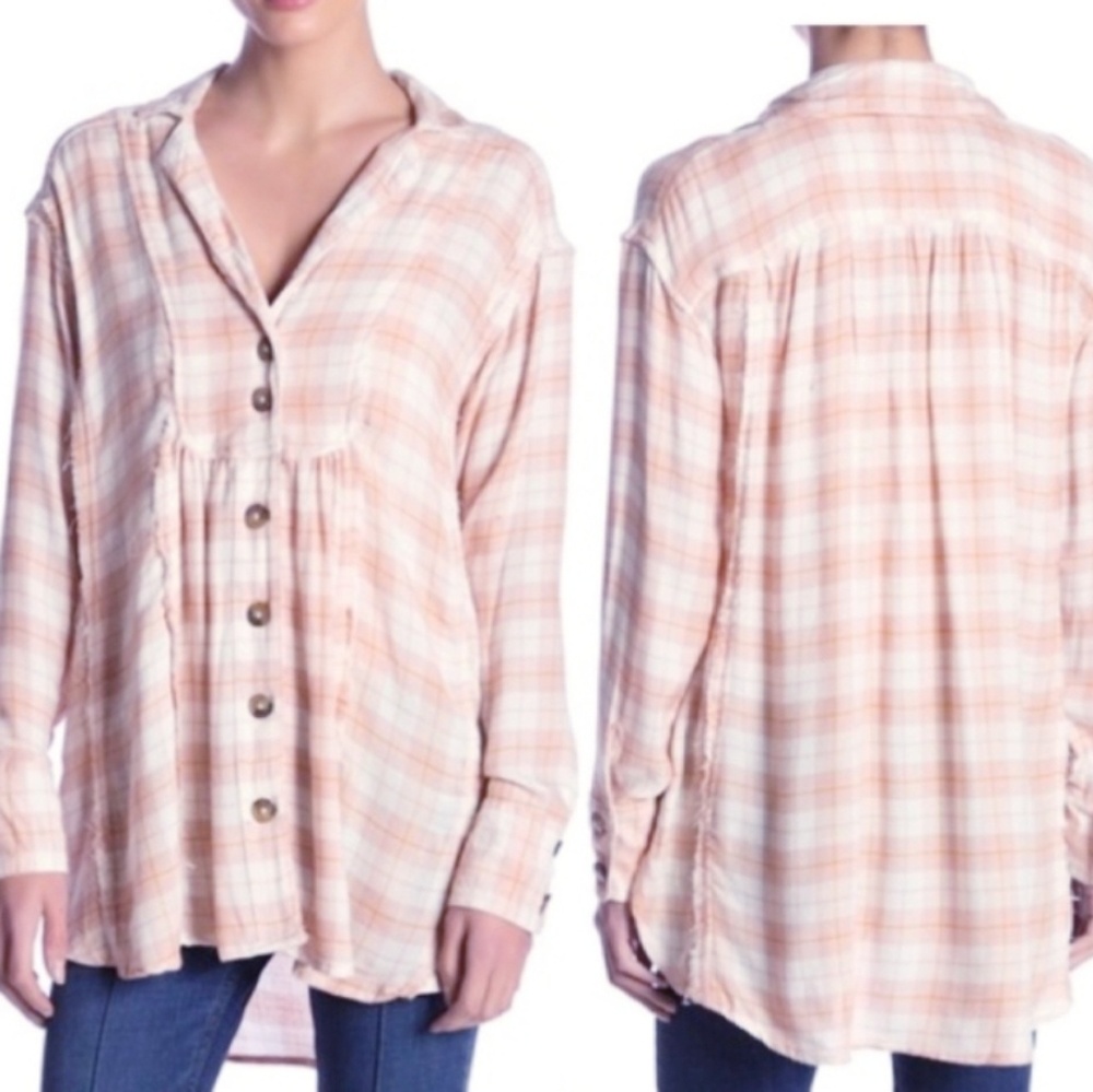 Free People Rose Plaid Top - Picture 6 of 6